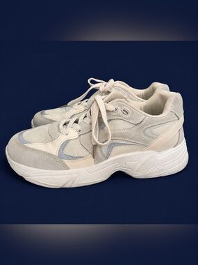 PrettyLittleThing Ecru Chunky Panel Sneakers Size 9 Retro Dad Shoes